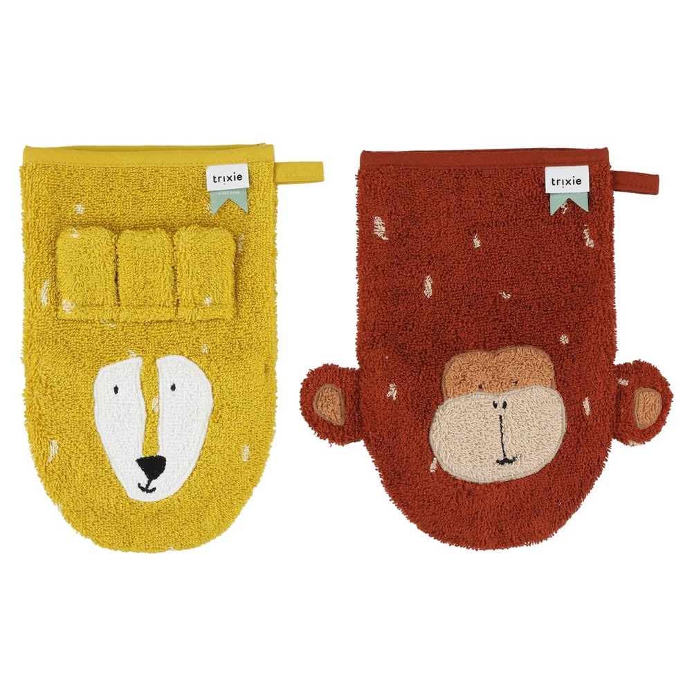 Waschhandschuh  2-pack | Mr. Lion - Mr. Monkey
